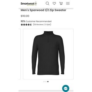 Smartwool Sweater Gray Men's Sparwood 1/2 Zip Wool Blend Sz S Casual